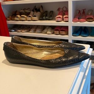 Jimmy Choo black snakeskin flats